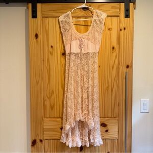 Free People Lace Ruffle Chemise/Dress/Slip Pink SZ SM
